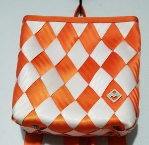 Maggie Bags Orange White Seatbelt Backpack